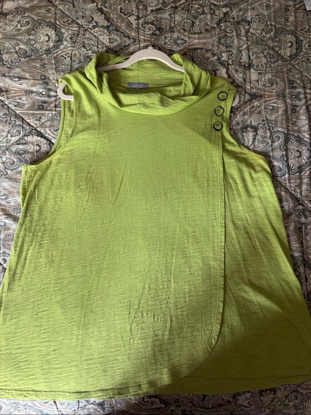 Habitat Lime Green Sleeveless Draped Tunic with Shoulder Buttons